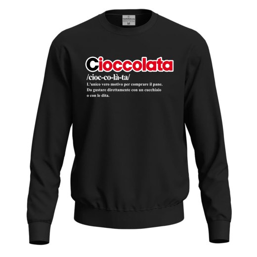 Felpa maglia unisex con stampa digitale DTF "DEFINIZIONE CIOCCOLATA" idea regalo simpatica divertente sagra fiera bar
