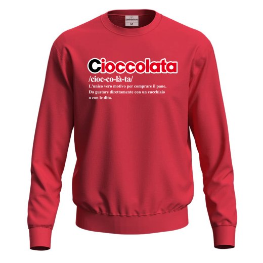 Felpa maglia unisex con stampa digitale DTF "DEFINIZIONE CIOCCOLATA" idea regalo simpatica divertente sagra fiera bar