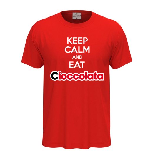 T-shirt maglia unisex a manica corta  "KEEP CALM AND EAT CIOCCOLATA" regalo cioccolato divertente