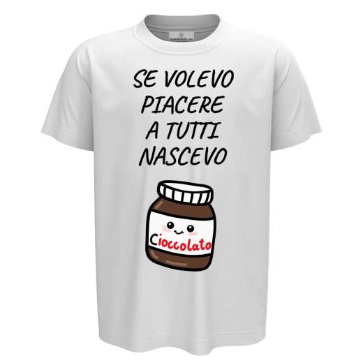 T-shirt maglia bambino mezza manica con stampa "NASCEVO CIOCCOLATO" regalo bimbo abbigliamento