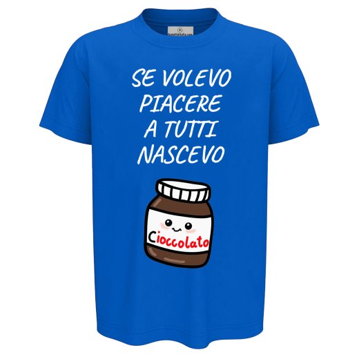 T-shirt maglia bambino mezza manica con stampa "NASCEVO CIOCCOLATO" regalo bimbo abbigliamento