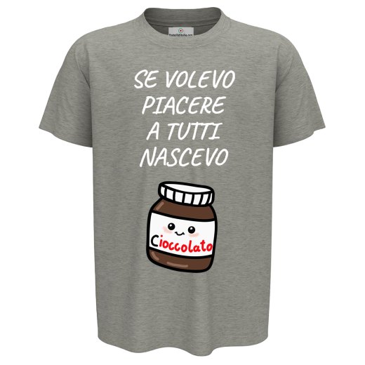 T-shirt maglia bambino mezza manica con stampa "NASCEVO CIOCCOLATO" regalo bimbo abbigliamento