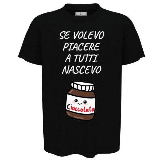 T-shirt maglia bambino mezza manica con stampa "NASCEVO CIOCCOLATO" regalo bimbo abbigliamento