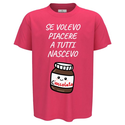 T-shirt maglia bambino mezza manica con stampa "NASCEVO CIOCCOLATO" regalo bimbo abbigliamento