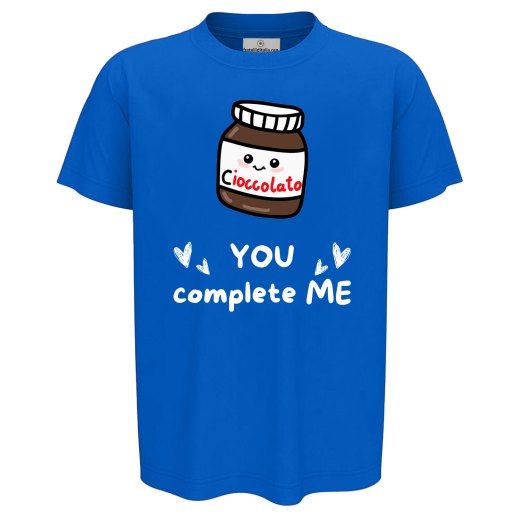 T-shirt bambino mezza manica con stampa DTF " YOU COMPLETE ME" , idea regalo simpatica per fratelli disponibile in varie taglie e colori