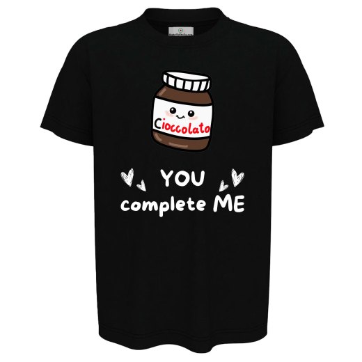 T-shirt bambino mezza manica con stampa DTF " YOU COMPLETE ME" , idea regalo simpatica per fratelli disponibile in varie taglie e colori
