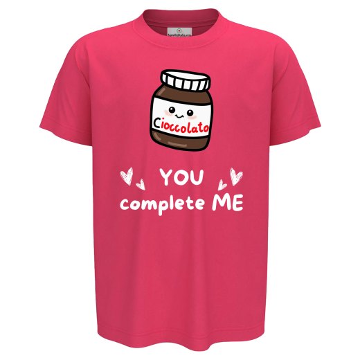 T-shirt bambino mezza manica con stampa DTF " YOU COMPLETE ME" , idea regalo simpatica per fratelli disponibile in varie taglie e colori