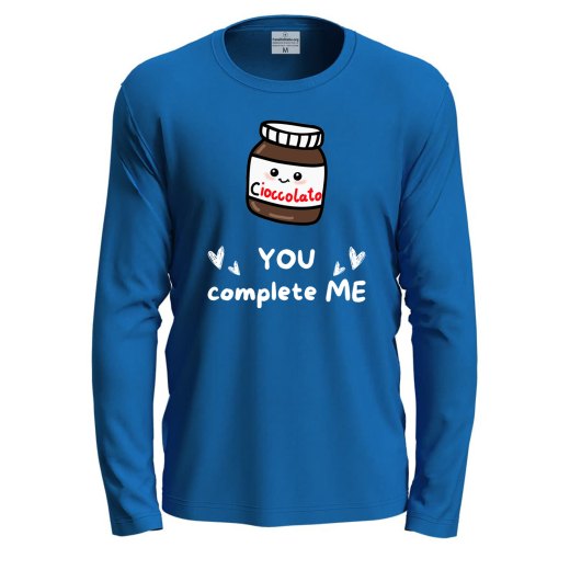 T-shirt maglia manica lunga con stampa "YOU COMPLETE ME" divertente regalo golosi