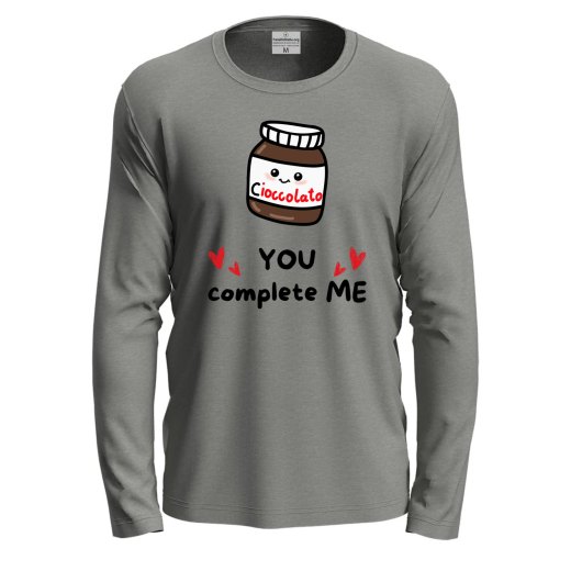 T-shirt maglia manica lunga con stampa "YOU COMPLETE ME" divertente regalo golosi