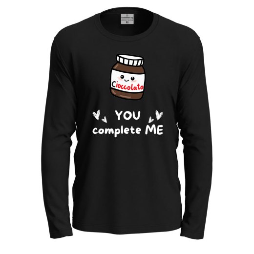 T-shirt maglia manica lunga con stampa "YOU COMPLETE ME" divertente regalo golosi