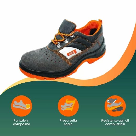 Scarpe scarpette lavoro antinfortunistiche basse scamosciate antiscivolo panda