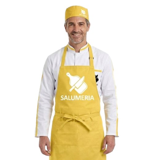 Kit Divisa Uomo Giacca cappello e grembiule per salumerie ortofrutta pescherie laboratori macellerie e supermercati made in italy