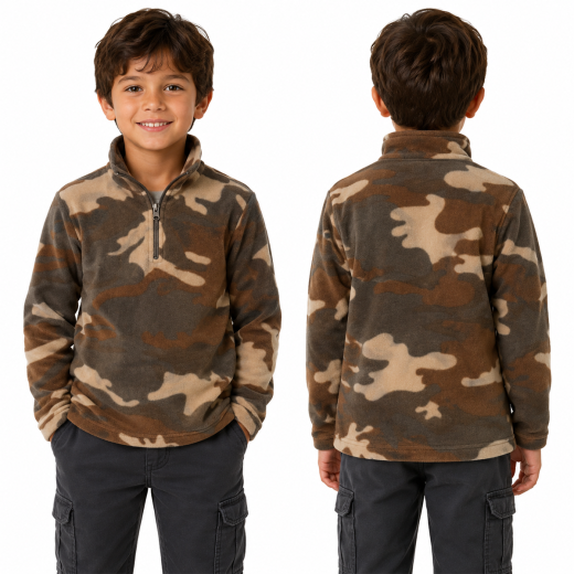 Maglia maglione felpa bimbo bambino pile invernale calda militare mimetica baby