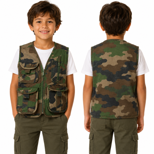 Gilet smanicato giacca giubbino bimbo bambino baby cotone mimetico - Personalizzabile con il tuo logo
