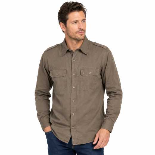 Camicia casacca uomo sportiva maniche lunghe tasche caccia sportiva velluto