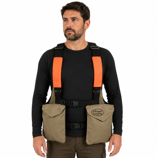 Trisacca arancio portabottiglia caccia tasche resistente abrasioni carniere - Personalizzabile con il tuo logo