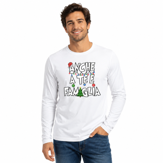 T-shirt Natalizia maglia  manica lunga stampa natalizia vestito Natale uomo donna