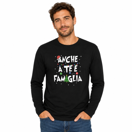T-shirt Natalizia maglia  manica lunga stampa natalizia vestito Natale uomo donna