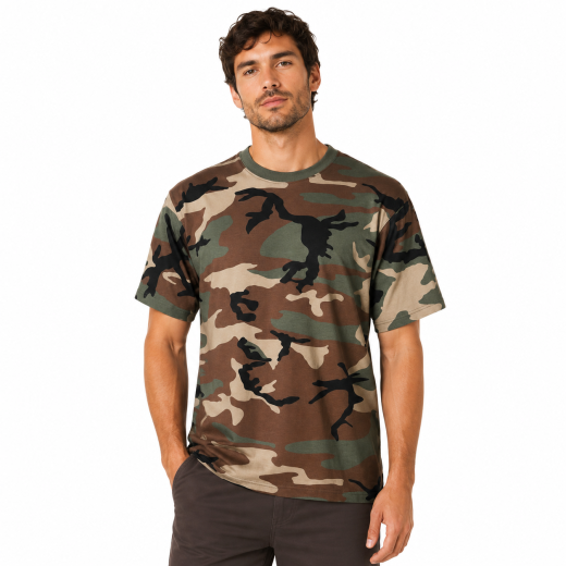 T-shirt maglia maglietta girocollo mezze maniche mimetica camouflage uomo