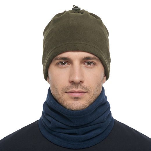 Scaldacollo pile con laccio invernale neve un cappello colori verde  blu - Personalizzabile con il tuo logo