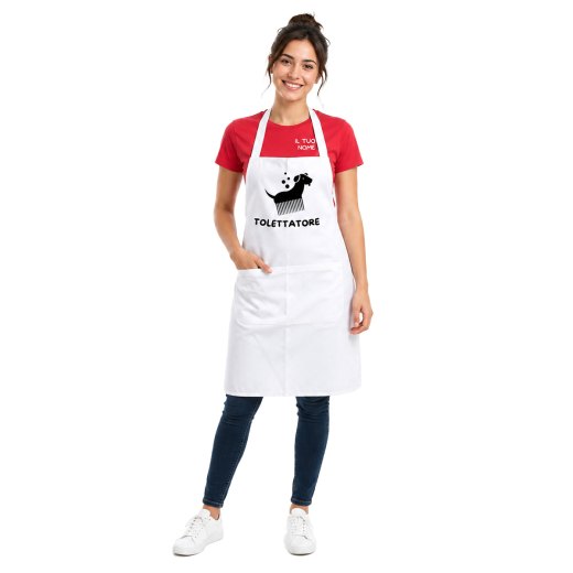 Kit Donna per Toelettatori con t-shirt vari colori e taglie e Grembiule in PVC impermeabile made in italy