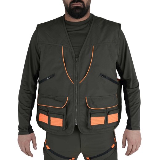 Gilet smanicato carniere membrana M-tex impermeabile caccia tascone posteriore staccabile