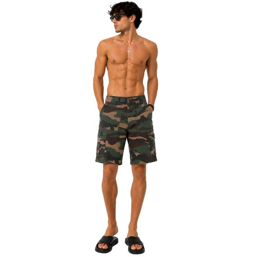 Pantaloncino bermuda pantalone corto mimetico verde tasche cotone spiaggia uomo