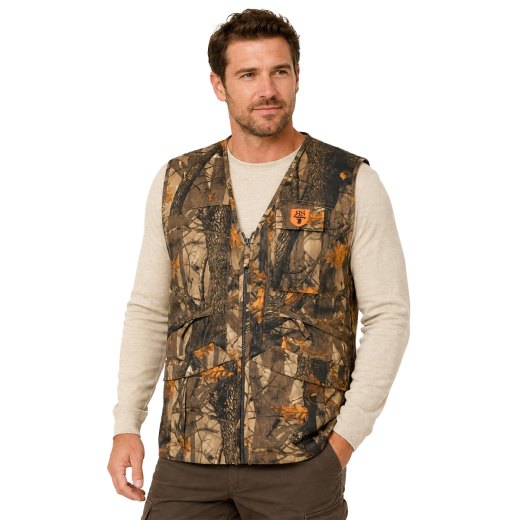 Gilet smanicato caccia raccolta tartufi tasconi bosco cotone uomo mimetismo - Personalizzabile con il tuo logo