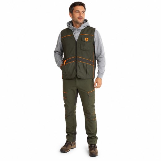 Completo gilet pantalone canvas antistrappo abbigliamento caccia tecnico - Personalizzabile con il tuo logo