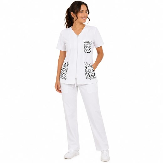 Divisa da Lavoro completo Donna Estetista truccatrice giacca e Pantaloni Personalizzabili con Logo
