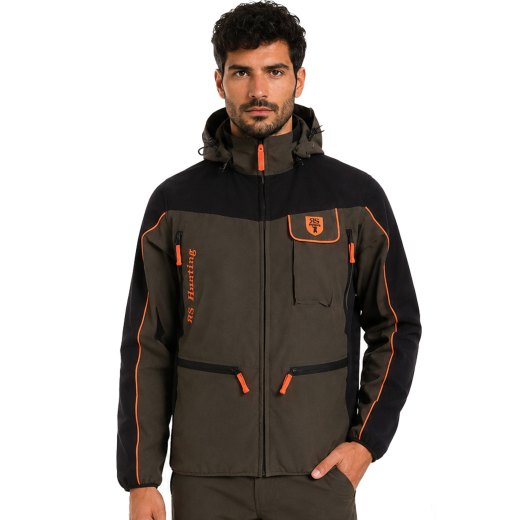 Giacca caccia cinghiale tecnica giubbino elasticizzato cappuccio uomo fluorescente