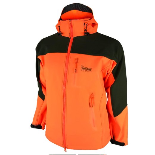 Giacca giubbino soft shell impermeabile con membrana e micropile arancio cinghiale uomo caccia