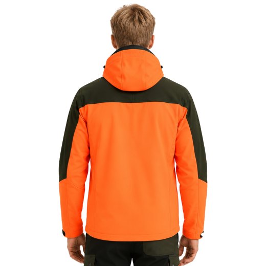 Giacca giubbino soft shell impermeabile con membrana e micropile arancio cinghiale uomo caccia