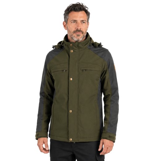 Giacca giubbotto softshell  caccia verde pesca imbottito neve tasche - Personalizzabile con il tuo logo