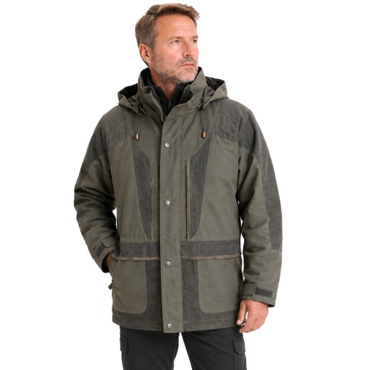 Giacca caccia canvas antistrappo impermeabile uomo antipioggia cappuccio