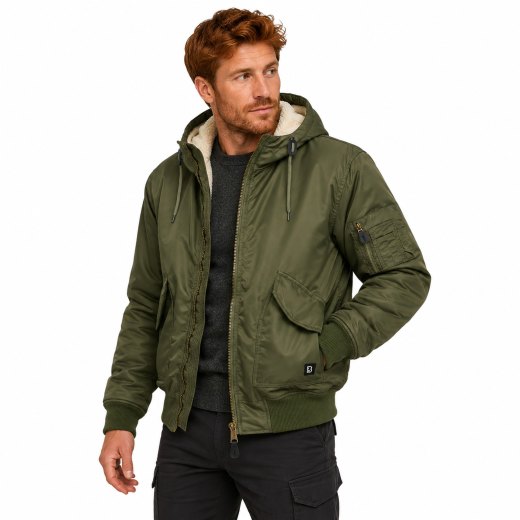 Bomber giubbino imbottito uomo pellicccia orsetto tasche cappuccio impermeabile
