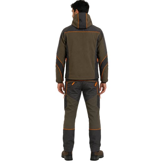 Completo Tecnico Softshell e pantalone elasticizzato antistrappo impermeabile antivento ideale caccia lavoro e Outdoor