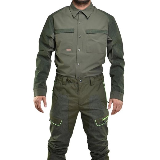 Camicia uomo elasticizzata e rinforzata  in Micro ripstop Antistrappo caccia