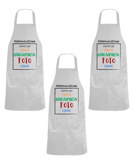 Kit 3 Grembiuli Professionali Personalizzabili Fratelliditalia - Paravanti Traspiranti Regular Fit con Tasca - Made in Italy
