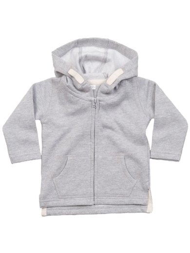 Baby Zipped Hoodie Felpa Baby con Zip e Cappuccio Personalizzabile in Cotone Riciclato