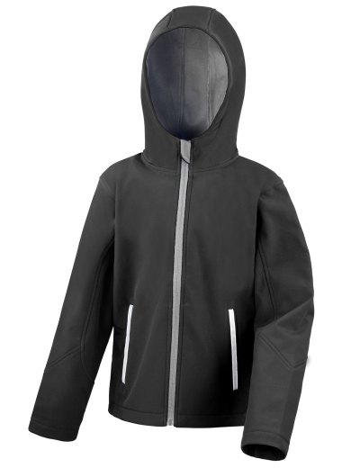 Junior Hooded Soft Shell Jacket Giacca Softshell Junior con Cappuccio Impermeabile e Antivento