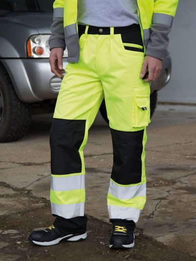 Pantaloni Cargo Alta Visibilita' Multitasche con Bande Riflettenti