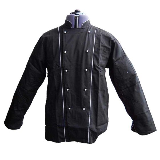 Giacca casacca da cuoco chef cotone nera ristorante serale elegante gala cucina - Personalizzabile con il tuo logo