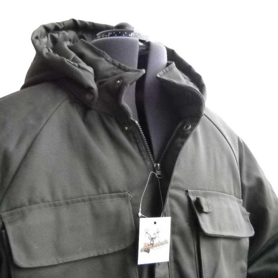 Giubbotto giacca caccia imbottito cordura cappuccio pesca invernale verde scuro
