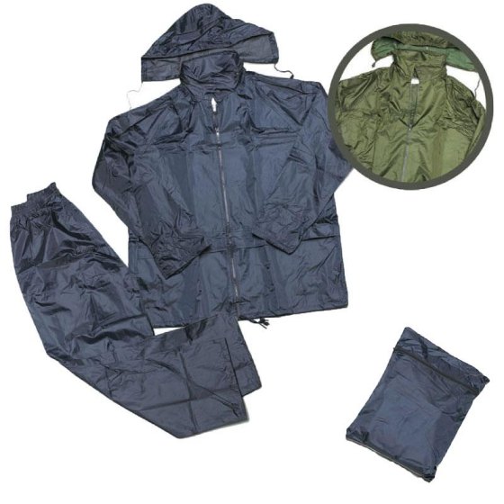 Completo kit impermeabile pantalone cappuccio pioggia moto sport