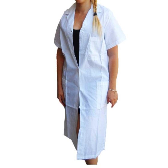 Camice bianco donna mezze maniche sanitario ospedaliero cotone estetista medico