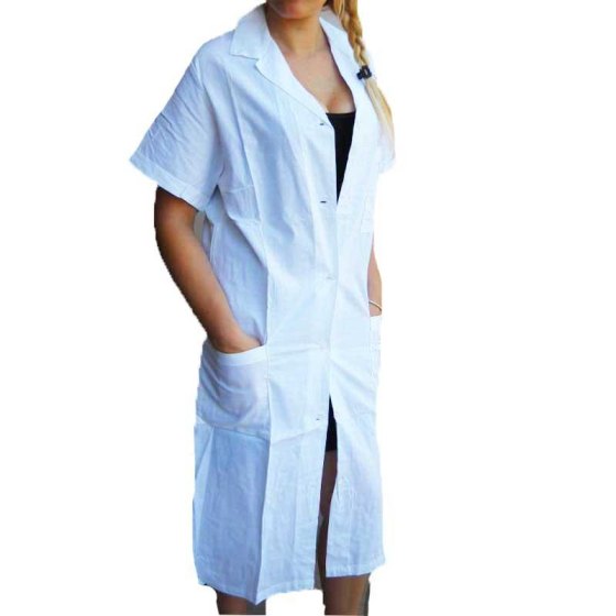 Camice bianco donna mezze maniche sanitario ospedaliero cotone estetista medico