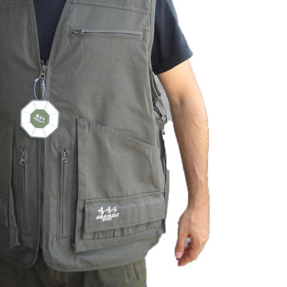 Gilet smanicato panciotto ontario in canvas caccia uomo sportivo cartucciera