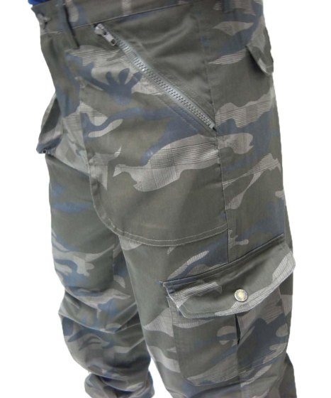 Pantaloni pantalone uomo cargo mimetico camo caccia tasconi cotone sfoderato