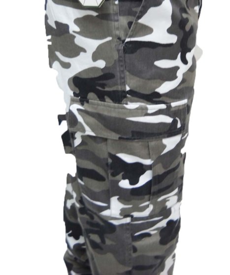 Pantalone pantaloni uomo urban cargo bianco nero lavoro camouflage mimetico